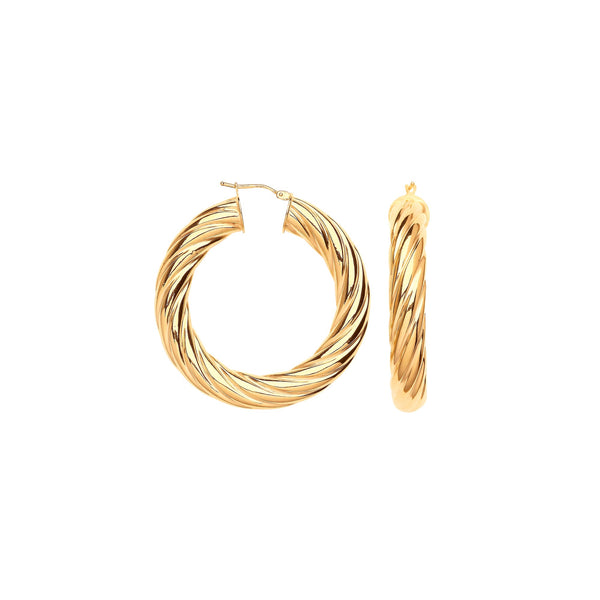 Ring - Y/G 43mm Chunky Twist Hoop Earrings - by Hearts Forever Jewellers