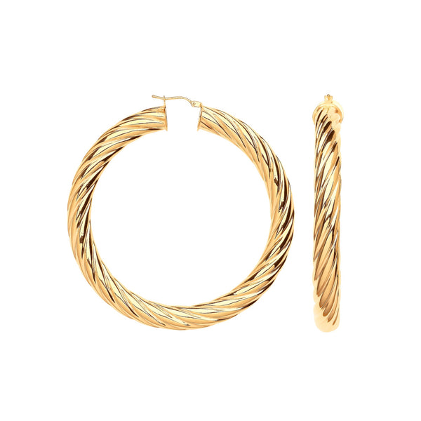 Ring - Y/G 65mm Chunky Twist Hoop Earrings - by Hearts Forever Jewellers