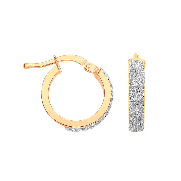 Ring - Y/G 14mm Plain & Frosted Hoop Earrings - by Hearts Forever Jewellers