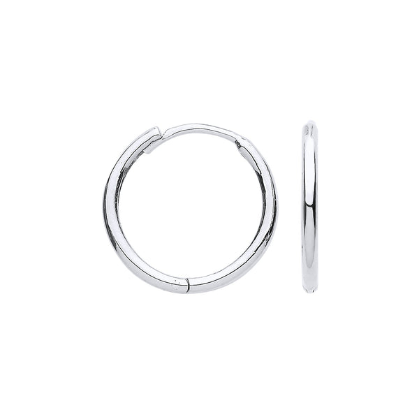 Jewellery - W/G 14mm Plain Hinged Huggies - by Hearts Forever Jewellers