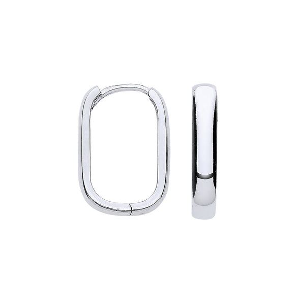 Jewellery - W/G Plain Rectangle Hinged Huggies - by Hearts Forever Jewellers