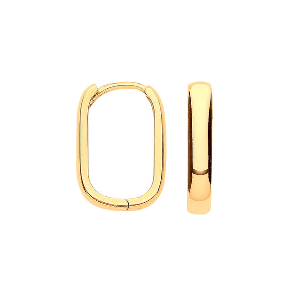 Jewellery - Y/G Plain Rectangle Hinged Huggies - by Hearts Forever Jewellers