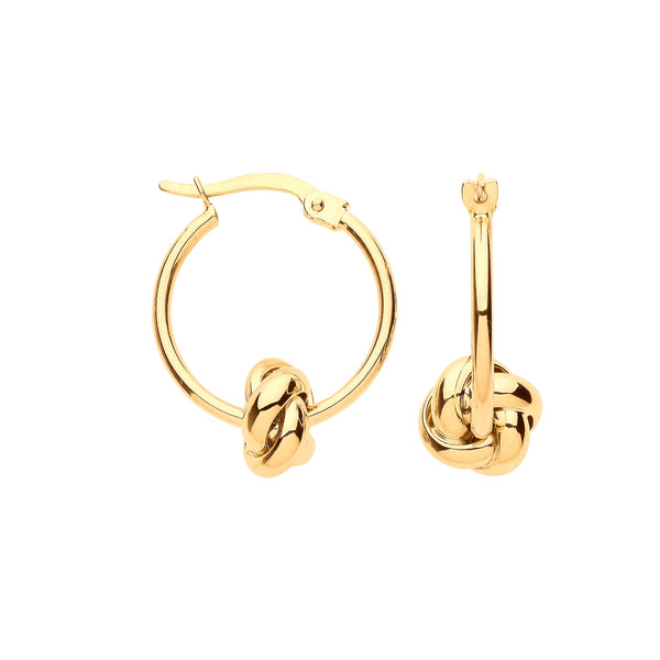 Ring - Y/G 18mm Knot Hoop Earring - by Hearts Forever Jewellers