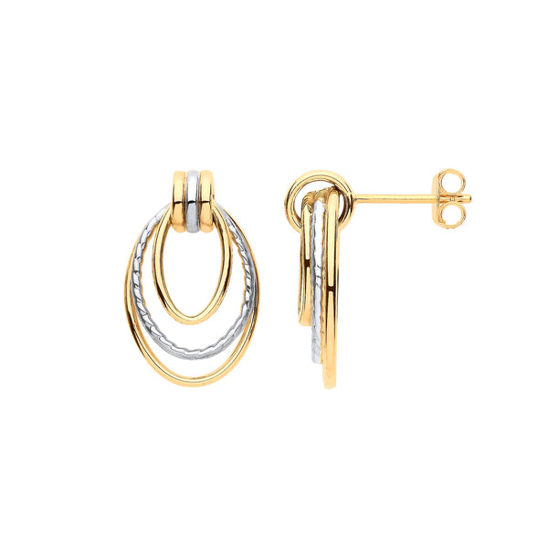 Ring - W Y/G Graduated Oval Drop Earrings - by Hearts Forever Jewellers