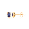 Cubic Zirconia Ring - Y/G Oval Blue CZ Stud Earrings - by Hearts Forever Jewellers