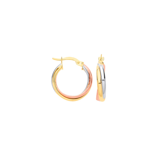 Ring - YW & R/G Russian Wedding 18mm Hoop Earrings - by Hearts Forever Jewellers