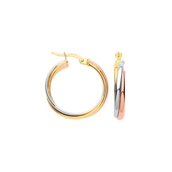 Ring - YW & R/G Russian Wedding 23mm Hoop Earrings - by Hearts Forever Jewellers