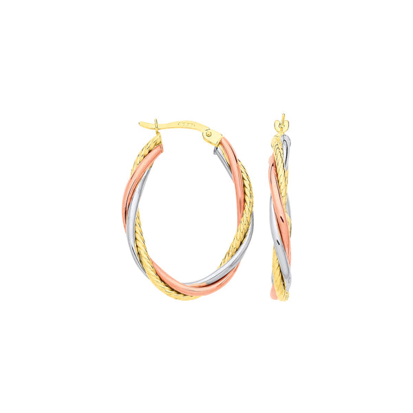 Ring - YW & R/G Russian Wedding Oval Hoop Earrings - by Hearts Forever Jewellers