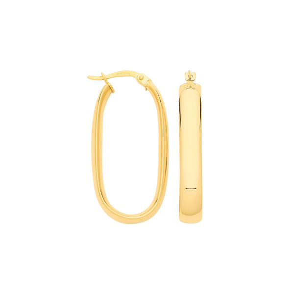 Ring - Y/G Plain Rectangle Hoop Earrings - by Hearts Forever Jewellers