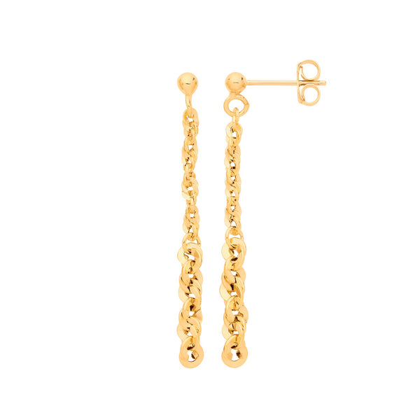 Ring - Y/G Rope Graduated Drop Earrings - by Hearts Forever Jewellers