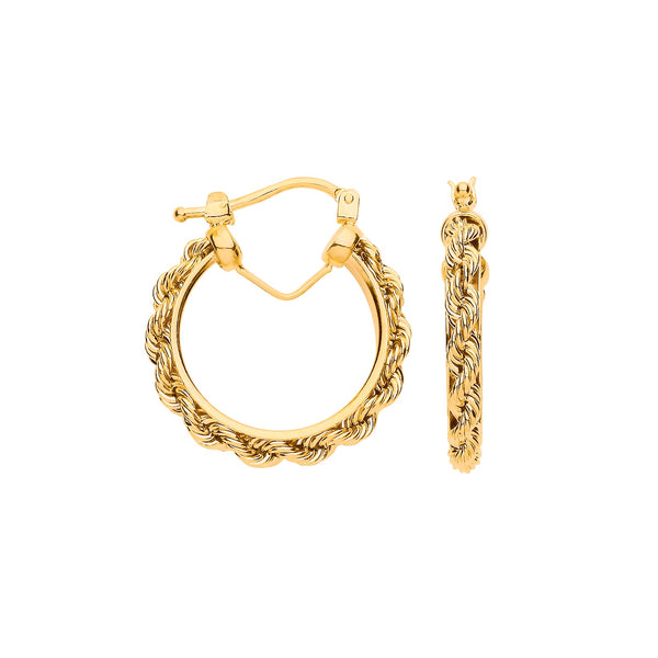 Ring - Y/G Rope Chain 20mm Hoop Earrings - by Hearts Forever Jewellers