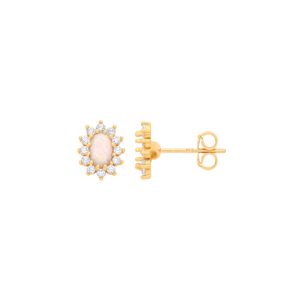 Ring - Y/G Opal Oval Stud Earrings - by Hearts Forever Jewellers