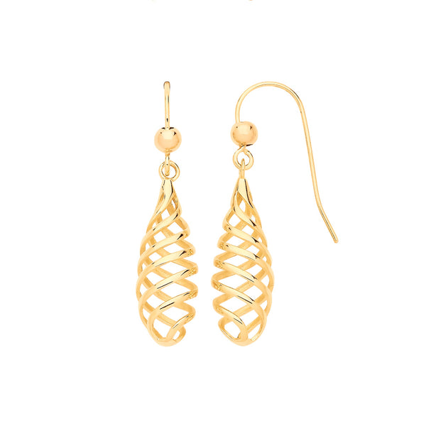 Ring - Y/G Spiral Fancy Drop Earrings - by Hearts Forever Jewellers