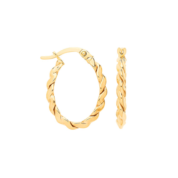 Ring - Y/G Twisted Oval Hoop Earrings - by Hearts Forever Jewellers