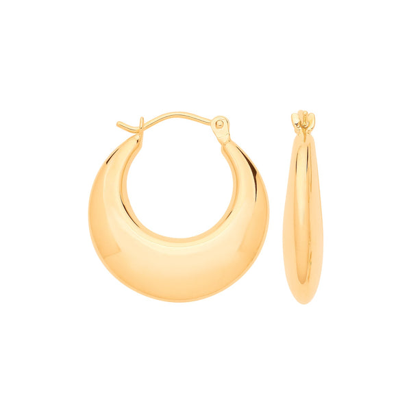 Ring - Y/G Curved Creole Hollow Hoop Earrings - by Hearts Forever Jewellers