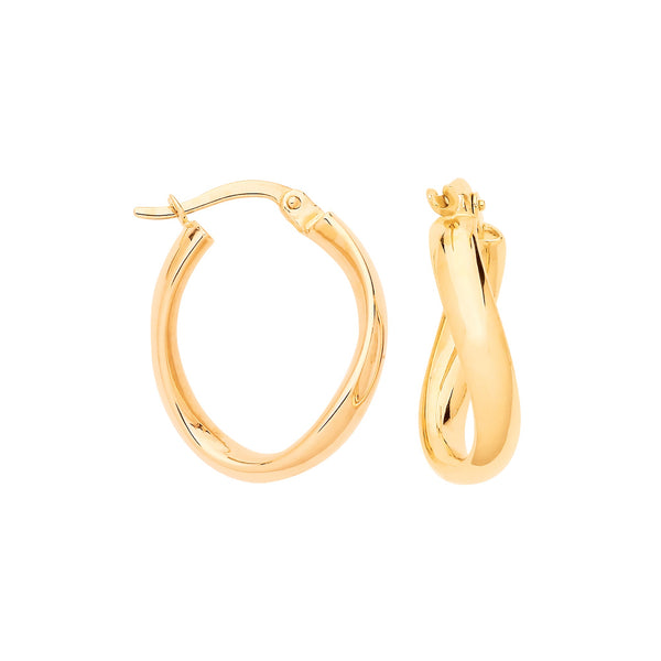 Ring - Y/G Swirl Oval Hollow Hoop Earrings - by Hearts Forever Jewellers