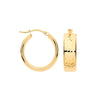 Earrings - Y/G 15mm D/C Wide Hoops - by Hearts Forever Jewellers