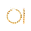 Earrings - Y/G 40mm Big Twist Hollow Hoops - by Hearts Forever Jewellers