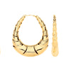 Earrings - Y/G Fancy Oval Design Large Creoles - by Hearts Forever Jewellers