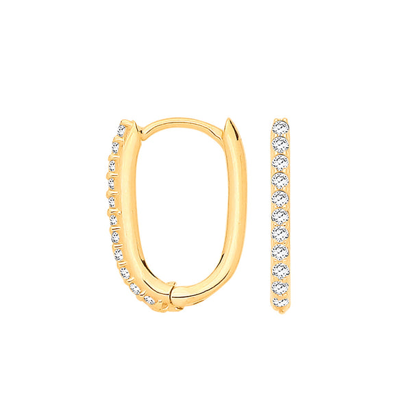 Cubic Zirconia Jewellery - Y/G Small J Huggies with CZs - by Hearts Forever Jewellers