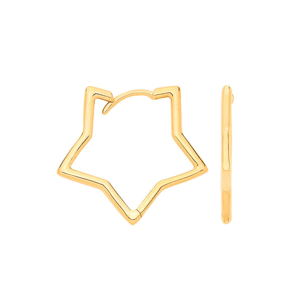 Jewellery - Y/G Small STAR Shaped PLAIN Huggies - by Hearts Forever Jewellers
