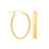 Earrings - Y/G Double Tube, Plain & Twisted Oval Hoops - by Hearts Forever Jewellers