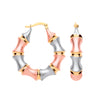 Earrings - Y/G Three Colour Bamboo Frosted Hoops - by Hearts Forever Jewellers