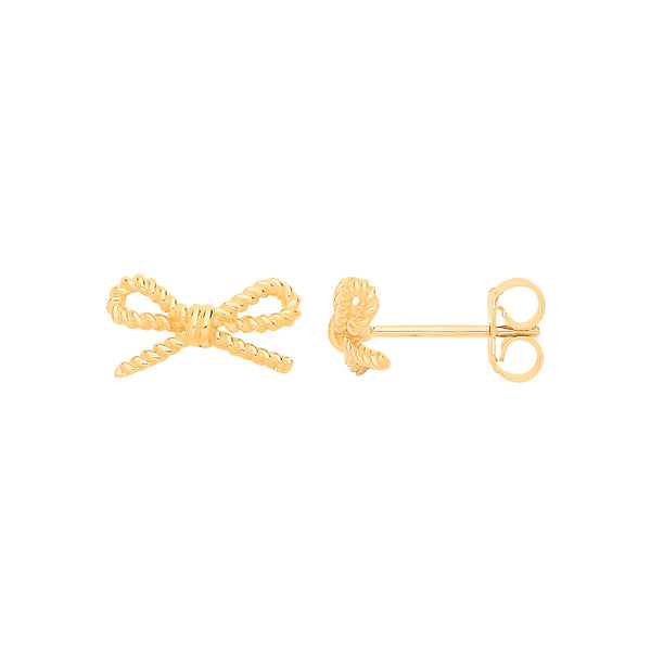 Ring - Y/G Bow Stud Earrings - by Hearts Forever Jewellers