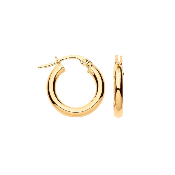 Ring - Y/G 15mm Plain Tube Hoop Earrings - by Hearts Forever Jewellers