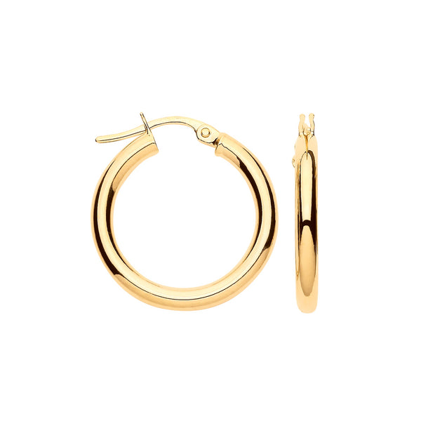 Ring - Y/G 20mm Plain Tube Hoop Earrings - by Hearts Forever Jewellers