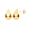 Earrings - Y/G Medium Teardrop Plain Studs - by Hearts Forever Jewellers