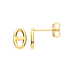 Earrings - Y/G Oval Marine Plain Studs - by Hearts Forever Jewellers