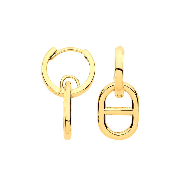 Jewellery - Y/G Oval Marine Plain Huggies - by Hearts Forever Jewellers