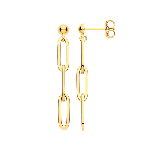 Ring - Y/G Paper Clip Plain Drop Earrings - by Hearts Forever Jewellers