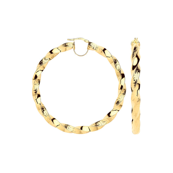 Ring - Y/G Twisted Greek Key 60mm Hoop Earrings - by Hearts Forever Jewellers