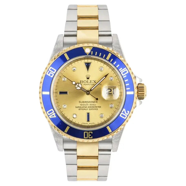 Rolex Submariner Date 16613 - Champagne Serti (Diamonds & Sapphires)