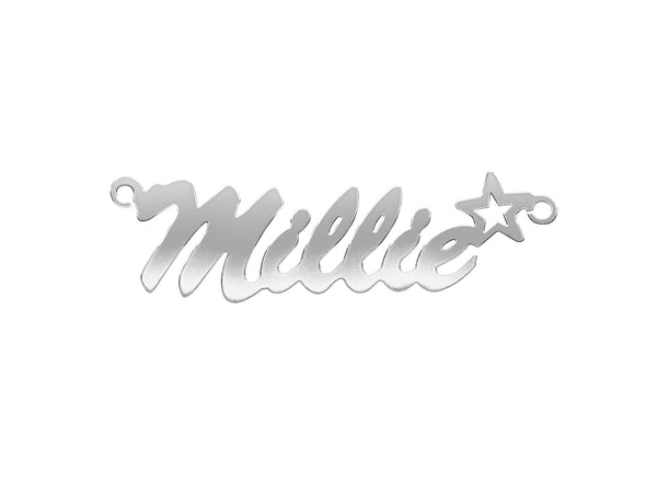 9k Yellow Gold Jewellery - 9ct Gold Script Star Nameplate - by Hearts Forever Jewellers