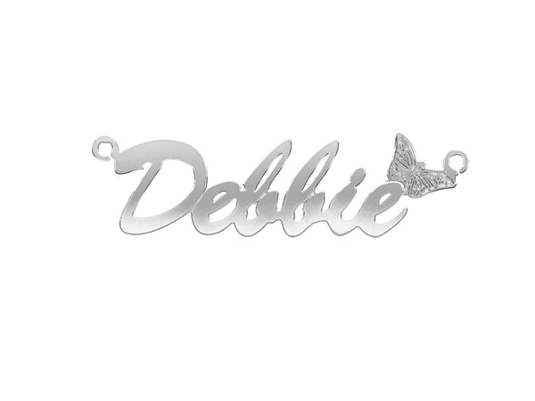 9k Yellow Gold Jewellery - 9ct Gold Script Butterfly Nameplate - by Hearts Forever Jewellers