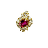 Gold Earring with diamonds and ruby