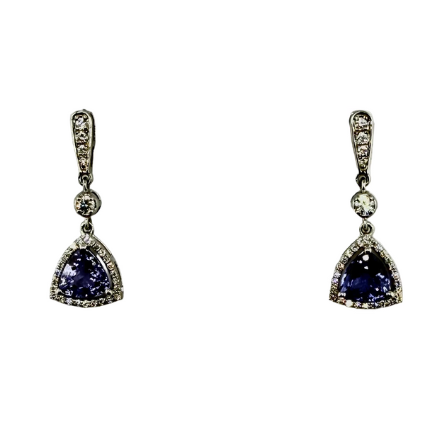 White gold earring with diamonds and TANZANITE