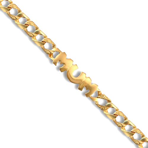 Bracelet - 9ct Gold Curb "MUM" Bracelet - by Hearts Forever Jewellers