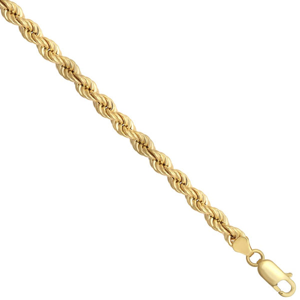 Diamond Jewellery - 9ct Yellow Gold 4mm Gauge Hollow Diamond Cut Rope - by Hearts Forever Jewellers
