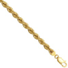Diamond Jewellery - 9ct Yellow Gold 4mm Gauge Hollow Diamond Cut Rope - by Hearts Forever Jewellers
