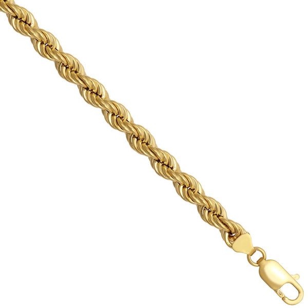 Diamond Jewellery - 9ct Yellow Gold 4mm Gauge Hollow Diamond Cut Rope - by Hearts Forever Jewellers