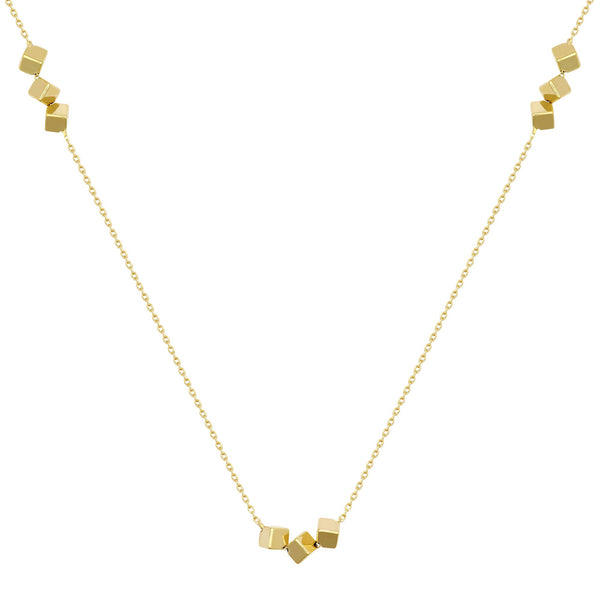 Necklace - 9ct Gold Cube & Rolo Necklace - by Hearts Forever Jewellers