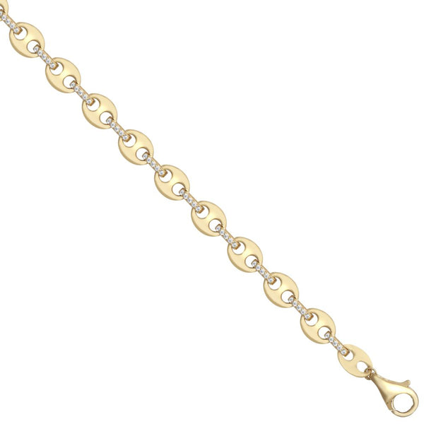 Cubic Zirconia Necklace - 9ct Yellow Gold CZ Anchor Bracelet with Extender - by Hearts Forever Jewellers