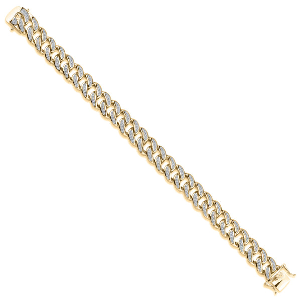Cubic Zirconia Bracelet - 9ct Yellow Gold CZ Set Cuban Bracelet - by Hearts Forever Jewellers