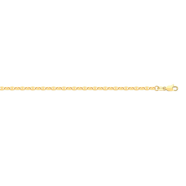 Necklace - 9ct Yellow Gold Hollow Marine 3.4mm Bracelet - by Hearts Forever Jewellers