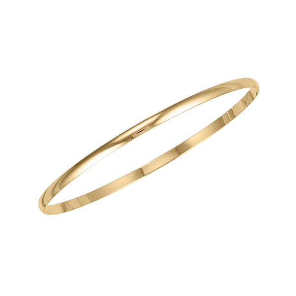 Bracelet - 9ct Yellow Gold 3mm D-Shaped Slave Bangle - by Hearts Forever Jewellers