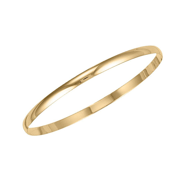 Bracelet - 9ct Yellow Gold 3mm D-Shaped Slave Bangle - by Hearts Forever Jewellers